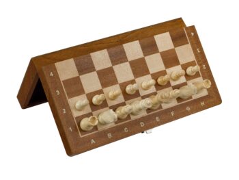 SZACHY MAGNETYCZNE INTARSJOWANE 31 cm (mahoń/klon)