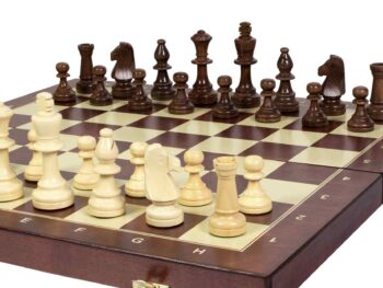 Szachy treningowe  drewniane 48 cm dociążane metalem (pole 50 mm, król 90 mm)