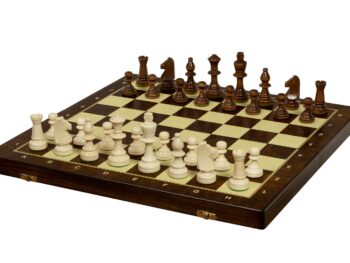 Szachy treningowe  drewniane 48 cm dociążane metalem (pole 50 mm, król 90 mm)