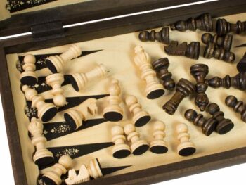 ZESTAW DREWNIANY 3 w 1 (40x40cm) SZACHY + WARCABY + BACKGAMMON