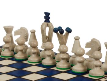 SZACHY KRÓLEWSKIE MAŁE (30x30cm) jaworowe, ozdobne, niebieskie