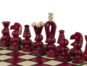 SZACHY KRÓLEWSKIE MAŁE (30x30cm) jaworowe, ozdobne, wiśniowe