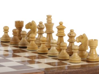 Szachy MAGNETYCZNE z intarsjowaną szachownicą 25 cm