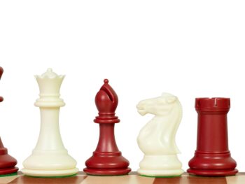 Figury szachowe Exclusive Staunton nr 6, białe/czerwone, dociążane metalem (król 95 mm)