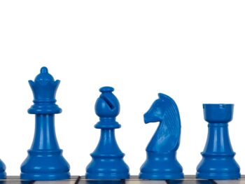 Figury szachowe Staunton 6, plastikowe (król 95 mm) - niebieskie