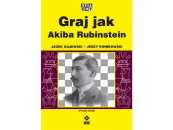 Graj jak Akiba Rubinstein: przednia okładka książki szachowej.
