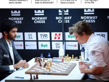 New In Chess 2025/5 – magazyn szachowy, EN, miękka oprawa. Przednia okładka numeru.