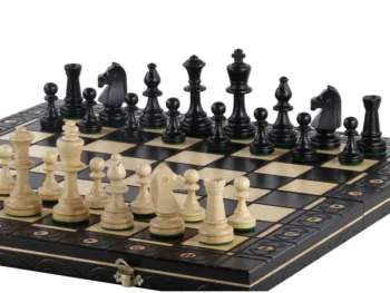 Szachy Consul New Line 49 cm, czarny zestaw drewniany